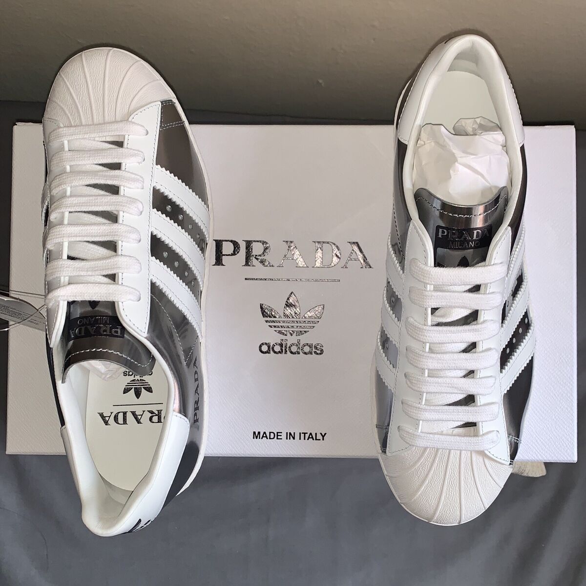 Prada x Adidas Superstar silver metallic | eBay Prada x Adidas Superstar silver metallic | eBay