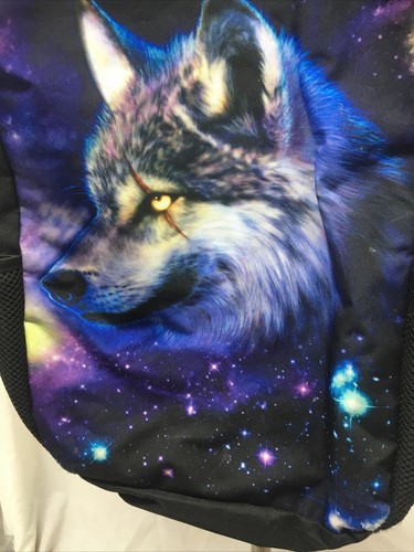 Back Pack / Laptop Bag Galaxy Wolf, Nylon Poly - Picture 2 of 6