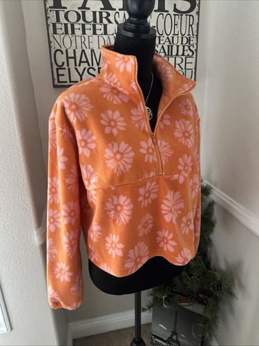 NWT Billabong Casual Fling 1/2 Zip Cropped Fleece Floral 🌼 Cozy Jacket $75 XS - Picture 10 of 15