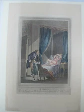 LE MATIN The Morning De Ghendt After Pierre Antoine BAUDOUIN Colored Engraving