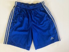 ADIDAS CLIMALITE BLUE GRAY 3 STRIPE ATHLETIC SHORTS BOY'S YOUTH SZ M