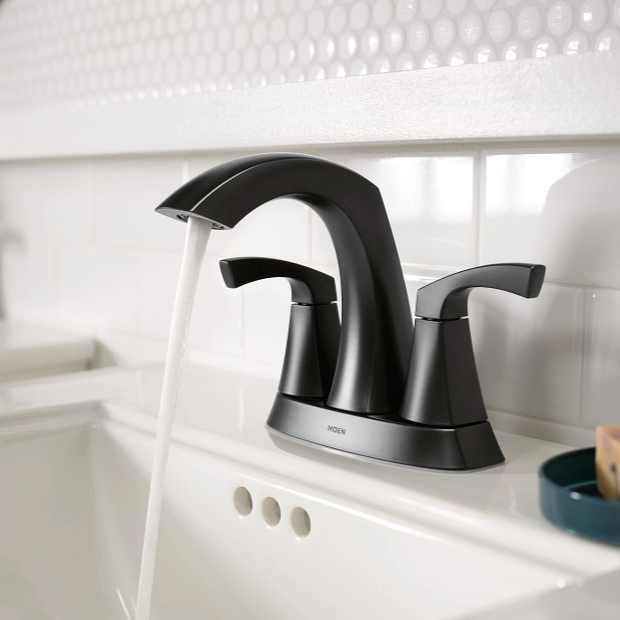 🆕 MOEN 84506BL Lindor 2Handle 4" Centerset High Bathroom Faucet