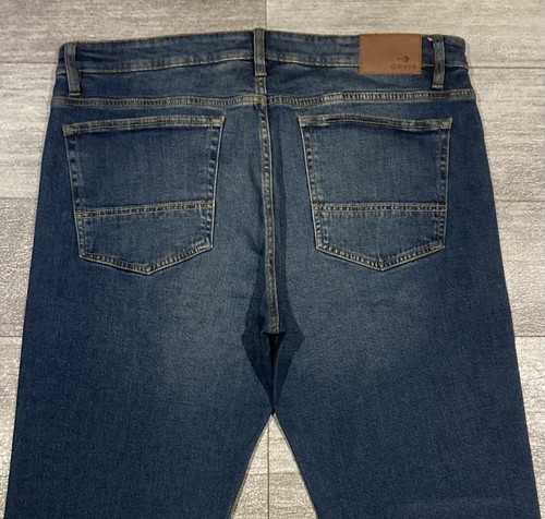 Orvis 5-Pocket Medium Washed Denim Straight Leg Stretch Jeans Mens 38x30 EUC!! - Picture 5 of 10