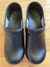 Dansko Womens Professional Comfort Leather Mule Clogs Shoes Black Sz 39/8.5-9