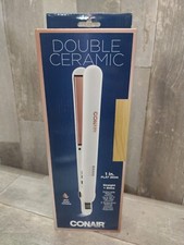 Conair Double Ceramic Flat Iron, 1 Inch Flat Iron, White / Rose Gold