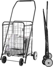 Shopping Utility Cart with Rolling Wheels for Easy Storage