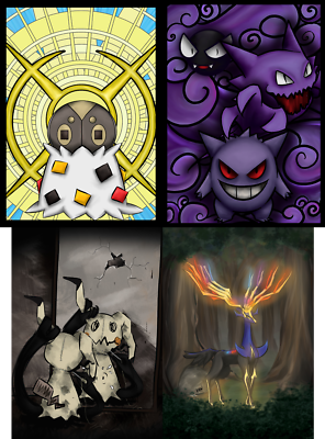 Pokemon fan art - Ninetales, Gengar, Umbreon, Charizard, Pikachu