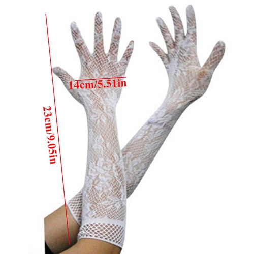 1/2 Paar Damen Mesh Stretchy Floral Lange Spitzenhandschuhe Gothic K - Bild 2 von 6