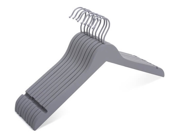 HolzbüGel KleiderbüGel Soft Touch Finish Komplett Grau, 44 Cm, SET-image