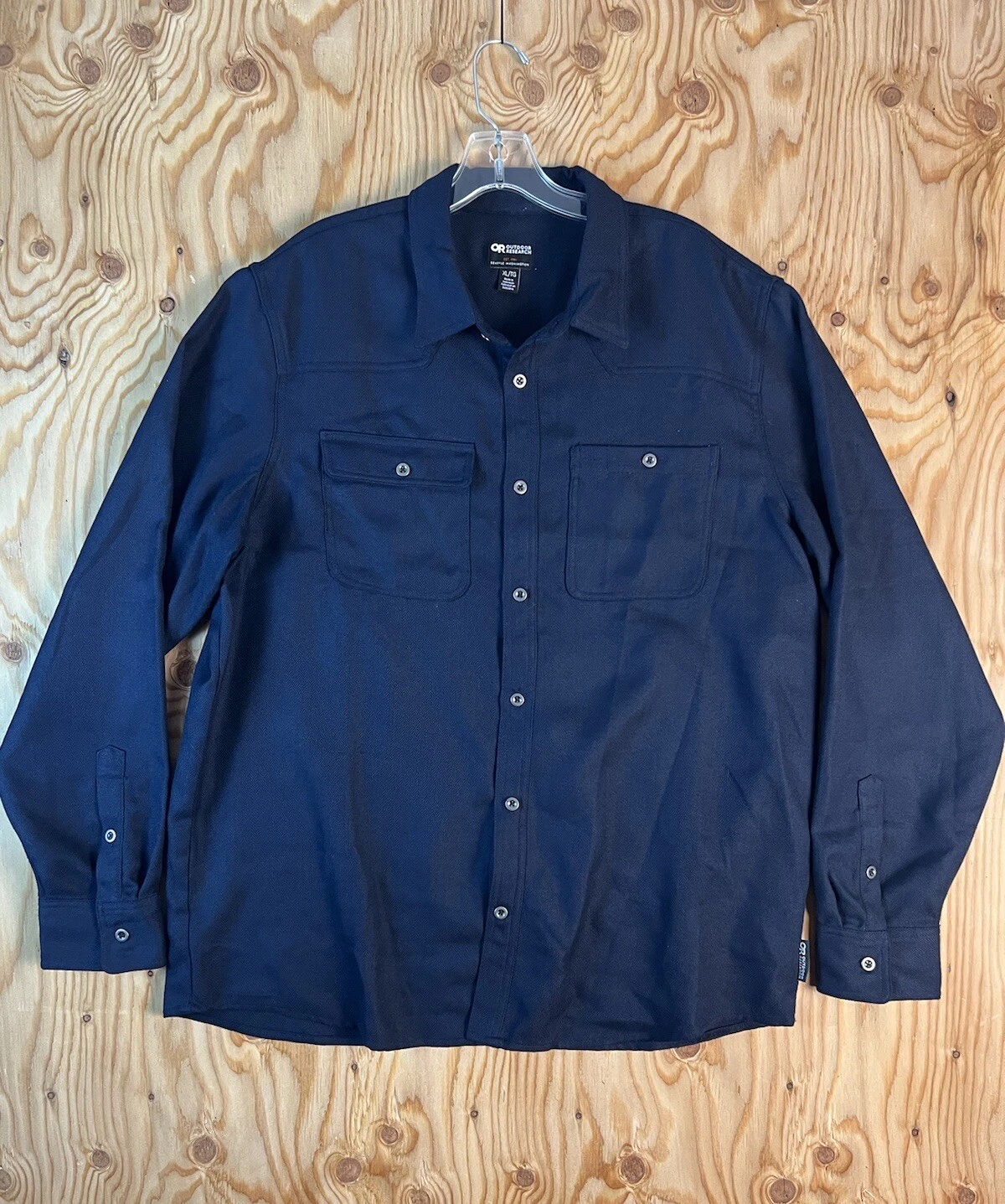 Outdoor Research Shirt Mens XL Navy Blue Feedback Flannel Outdoor Hiking Trail