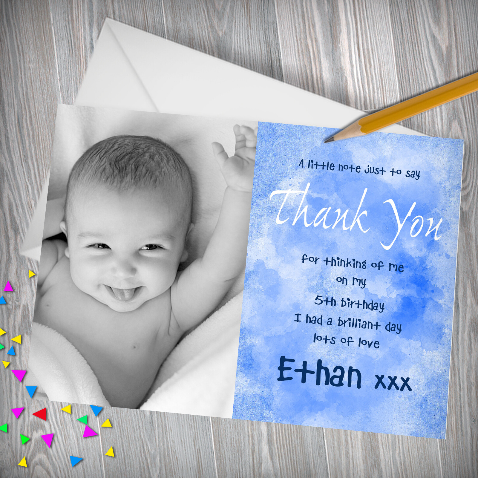 16x 10x Photo Personalised Thank You Cards • Baby Birthday • Boys Girls