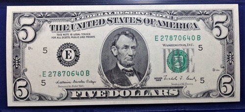 1988 $5 Federal Reserve Note Fr-1979-E Richmond PMG66 Gem EPQ - Picture 2 of 4