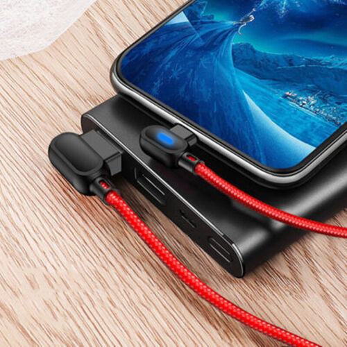 LED Type C 90 Degree USB C Fast Charging Data Sync Cable For Samsung S9 HUAWEI - Picture 2 of 11