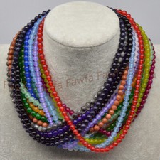 Collar Natural 4mm Jaspe Ópalo Ágata Cuarzo Amatista Cristal Piedras Preciosas Cuentas