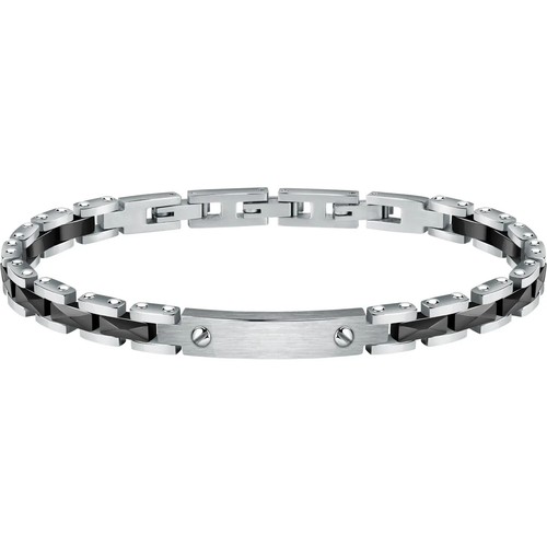 Men's Bracelet Steel And Black Ceramic Plate With Screw Inserts - 第 1/7 張圖片