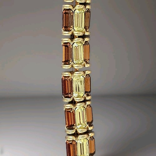 Bracciale BOGOFF Ice Champagne Giallo Strass Baguette Legato 7,5” Glamour - Foto 5 di 9
