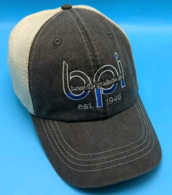 BATESVILLE PRODUCTS INC BPI hat gray and white adjustable cap