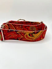 1.5" Wide Martingale Adjustable Dog Collar - Red Paisley Martingale Collar USA