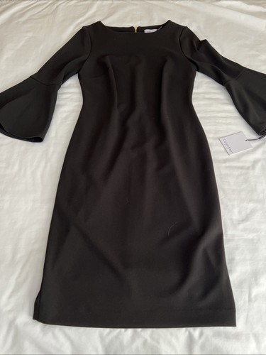 NEW Calvin Klein Women's 4 Black Bell Sleeve Sheath Dress NWT - Picture 3 of 12