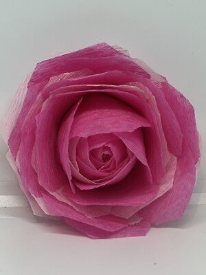 Set Of 8 Handmade Crepe Paper Flowers DARK PINK Party Decor Streamer 2  Inch