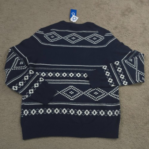 NWT Nautica Men's Fair Isle Crew Neck Sweater MEDIUM Navy Blue - Picture 10 of 10