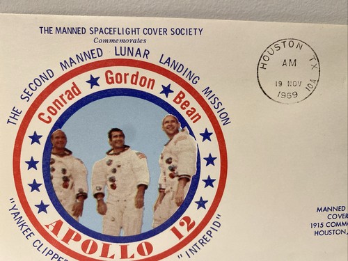 APOLLO 12 LAUNCH /CREW PIC SPACE COVER 2CD MISSION TO MOON & CREW PIC POSTCARD - Picture 3 of 7