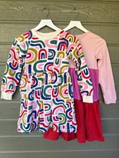 2 Hanna Andersson Dresses Rainbows Pink Color Block Girls Size 10