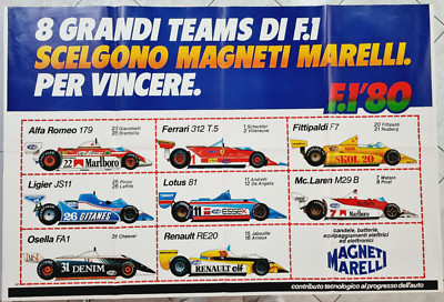 Poster Magneti Marelli Formula 1 Alfa Romeo-Ferrari-Ligier 80S Vintage