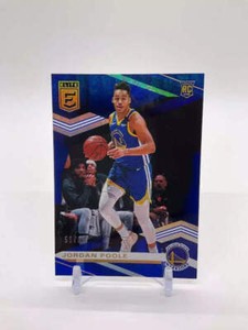 Jordan Poole 2019-20 Panini Donruss Elite Blue Refractor Rookie Card 55/99 #117