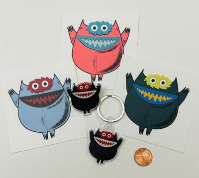 Nauga, Naugahyde, Nauga Monster, Sticker, Keychain, Pin, Vintage
