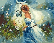 Paint By Numbers Adults kids Girls And Horse DIY Painting Kit 40x50CM Canvas
