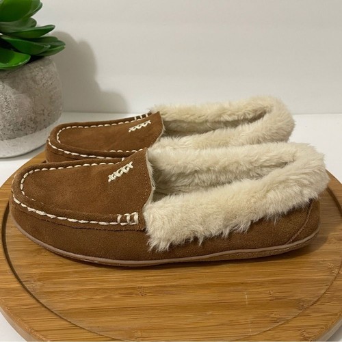 Mocassino Clarks scamosciato pelliccia sintetica interno esterno accogliente pantofola in pelle taglia 8M