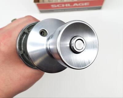 Schlage Door Knob Satin Chrome 626 Privacy Lock BEL F40N NOS NO LATCH NO STRIKE