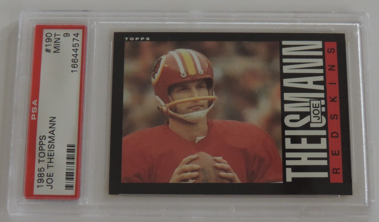 PSA 9 1985 TOPPS JOE THEISMANN CARD #190 WASHINGTON REDSKINS RARE L@@K