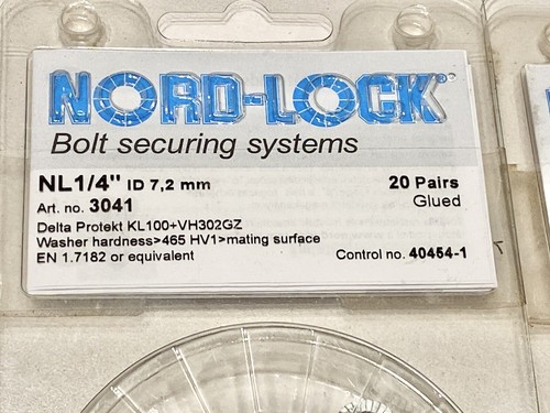(40 pcs) Nord-Lock 3041 Wedge Lock Washer, Fits Bolt Size 1/4 In Steel - Picture 3 of 3