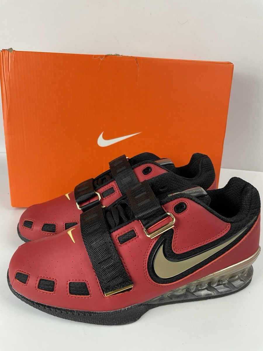 NIKE ROMALEOS 2 WEIGHTLIFTING SHOES RED GOLD BLACK 476927-670 Sz 8