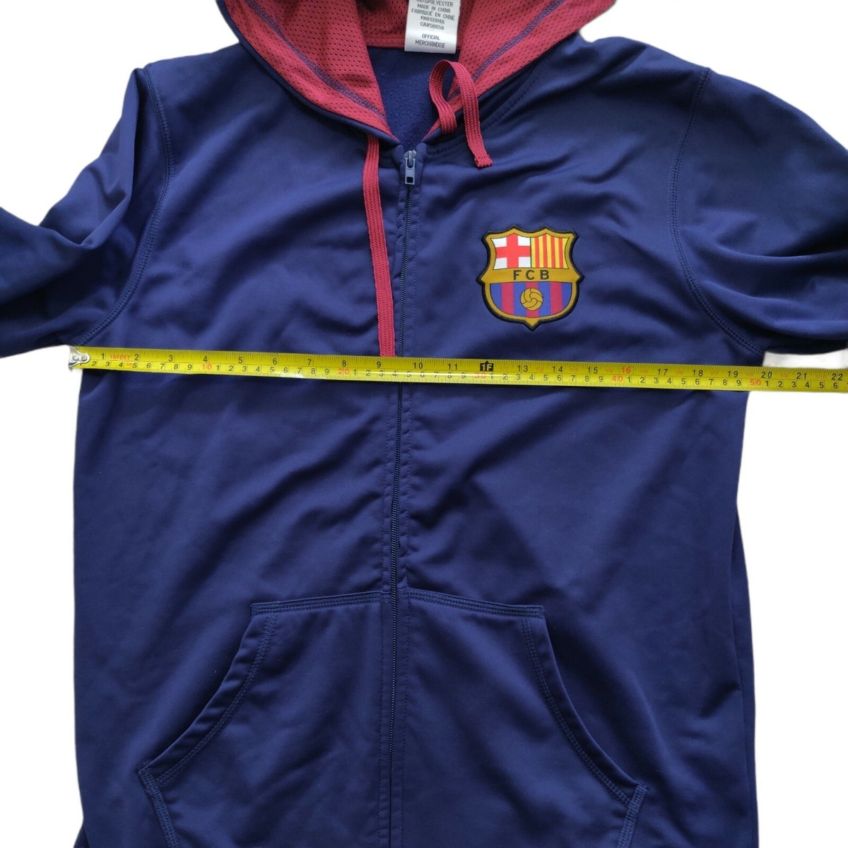 FCB FC BARCELONA FULL ZIP HOODIE OFFICIAL MERCHANDISE BLUE EUC
