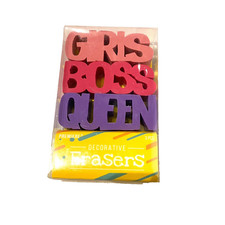 decorative kids erasers GIRLS BOSS QUEEN scho...