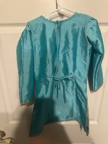 NWT Indian Pakistani Teal & Gold Embroidered 2 Piece Outfit Toddler Size 2-4 - Picture 22 of 24