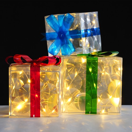 Modern Christmas Lighted Gift Boxes Box Ornament for Christmas Decorations NEW - Picture 10 of 14