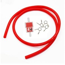 Red Fuel Line Hose + Inline Fuel Filter for Dirt Bike ATV Quad 50cc 70cc 110cc