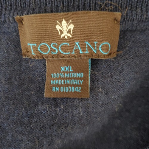 Toscano Sweater Vest Mens XXL 100% Merino Wool Dark Blue Pullover Italy Casual - Picture 7 of 8