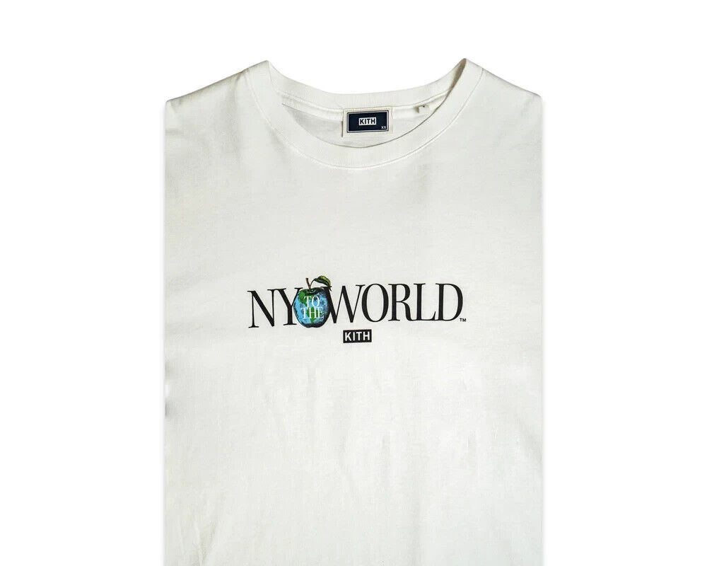 KITH Men's NY To The World Short Sleeve Cotton T-Shirt White KITH Men's NY To The World Short Sleeve Cotton T-Shirt White