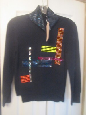 CHRISTOPHER KANE HOTFIX HI NECK SWAROVSKI CASHMERE WOOL SWEATER, SZ XS NEW