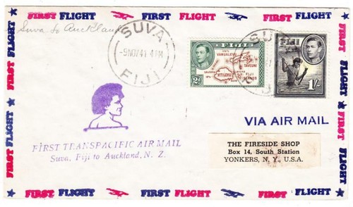 Fiji SG#254(Die II)#262-TRANSPACIFIC CLIPPER-FIJI EXTENSION-SUVA TO AUCKLAND - Picture 1 of 2