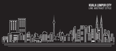 Wandbild: Stadtscape Building Line Art Vector Illustration Design - Kuala [...]