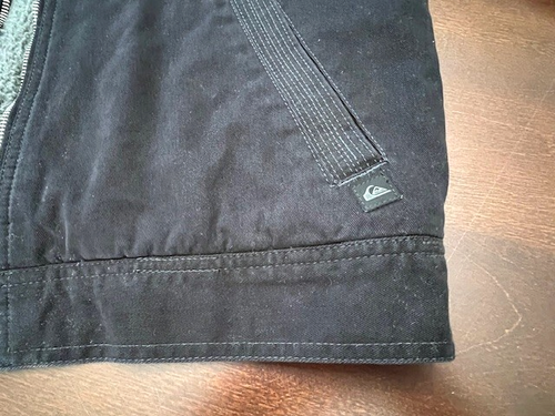Y2K Skater Quiksilver Jean Canvas Jacket Sherpa Zip Black Chino Boys Size 20 XL - Picture 2 of 9