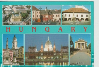 UNGARN - MEHRANSICHT FARBIGE POSTKARTE