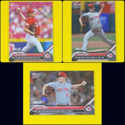 (3) 2023 MLB Topps Now Andrew Abbott CALL-UP Cincinnati Reds #390 #422 #452 SP 