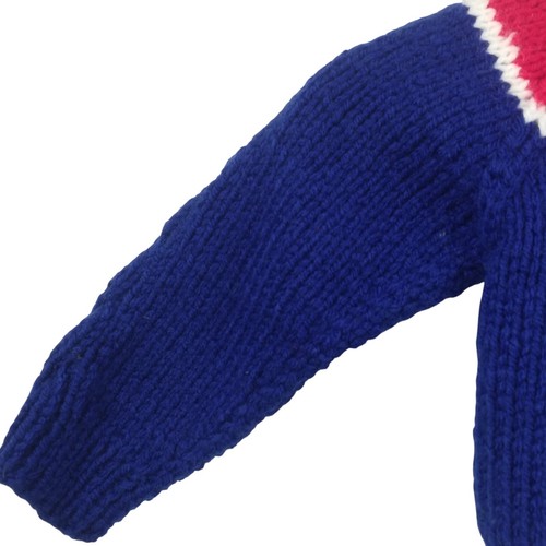 Vintage Hand Knit Bunny Cardigan Sweater Size 24M? Hood Zip Up Bobble Handmade - Picture 5 of 10